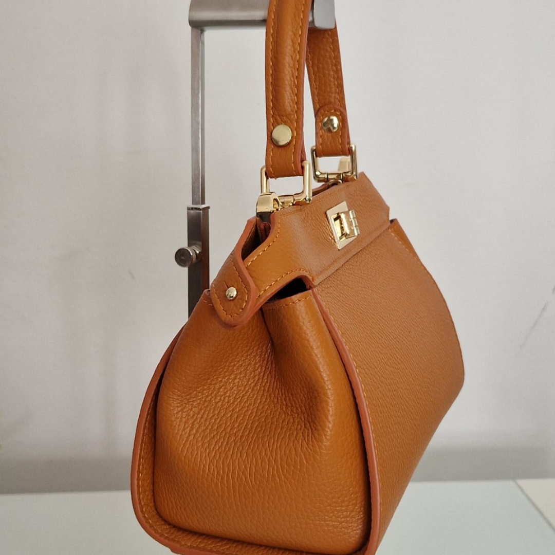 Sac à main et bandoulière "Jessica" - 100% Cuir Véritable - Fabriqué en Italie