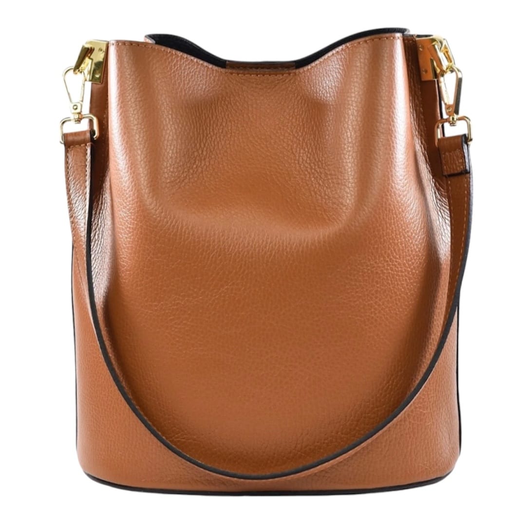 Sac seau « Kelly » en cuir véritable - Fabriqué en Italie