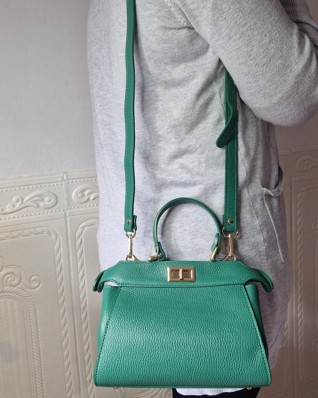 Sac à main et bandoulière "Jessica" - 100% Cuir Véritable - Fabriqué en Italie