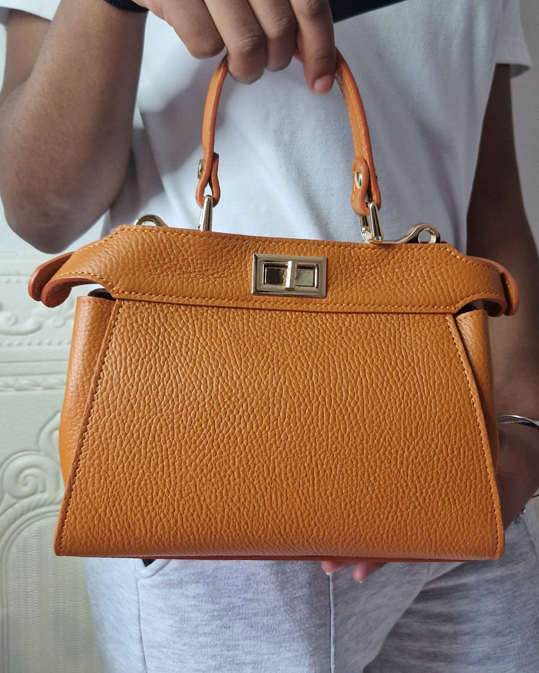Sac à main et bandoulière "Jessica" - 100% Cuir Véritable - Fabriqué en Italie