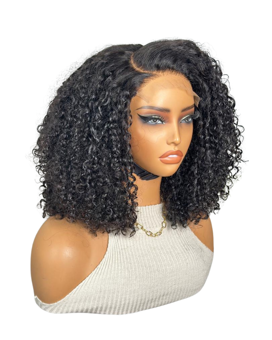 Brunette Wig - Kinky curly 100% Human hair - Lace 5*5 16"= 40cm