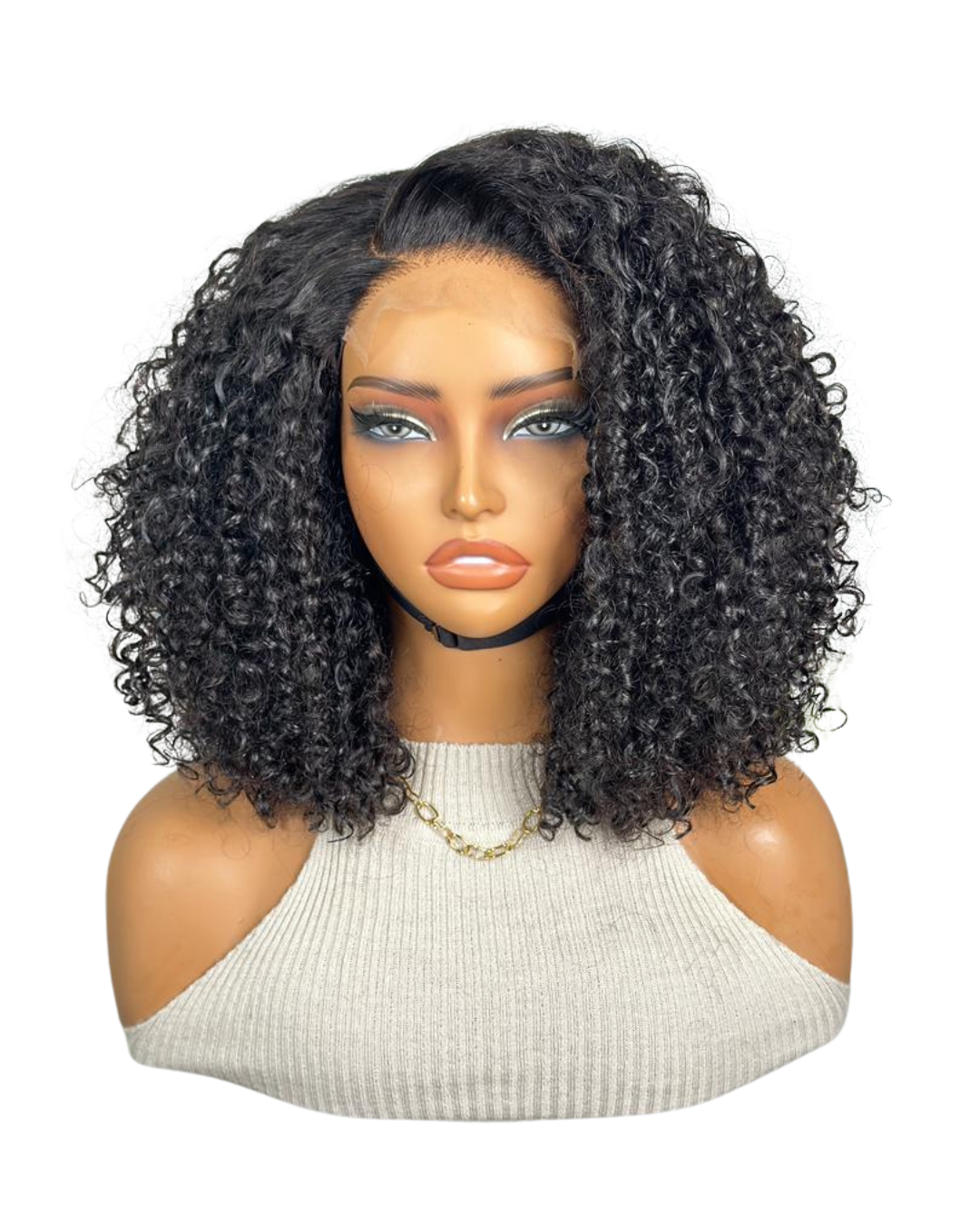 Brunette Wig - Kinky curly 100% Human hair - Lace 5*5 16"= 40cm