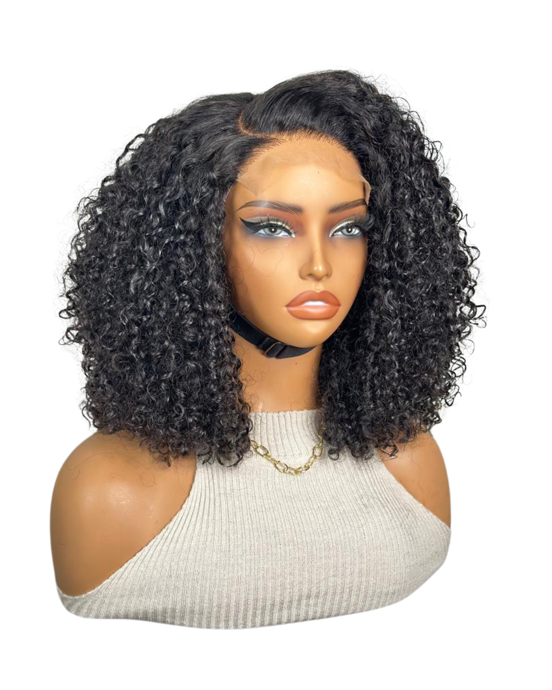 Brunette Wig - Kinky curly 100% Human hair - Lace 5*5 16"= 40cm