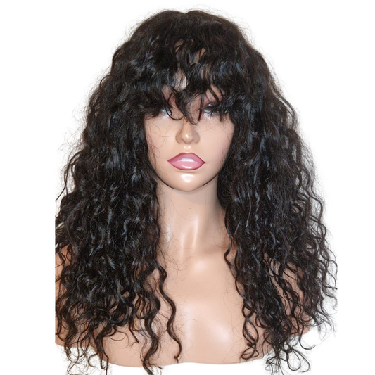 Briana Wig with Deep Curl - With Bangs 100% Human Hair - 18"= 45cm