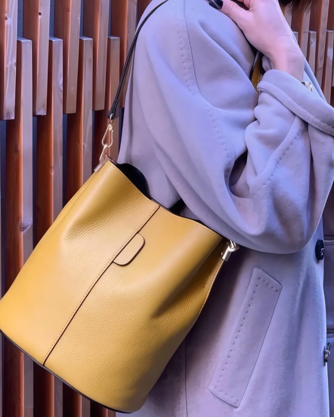 Sac seau « Kelly » en cuir véritable - Fabriqué en Italie