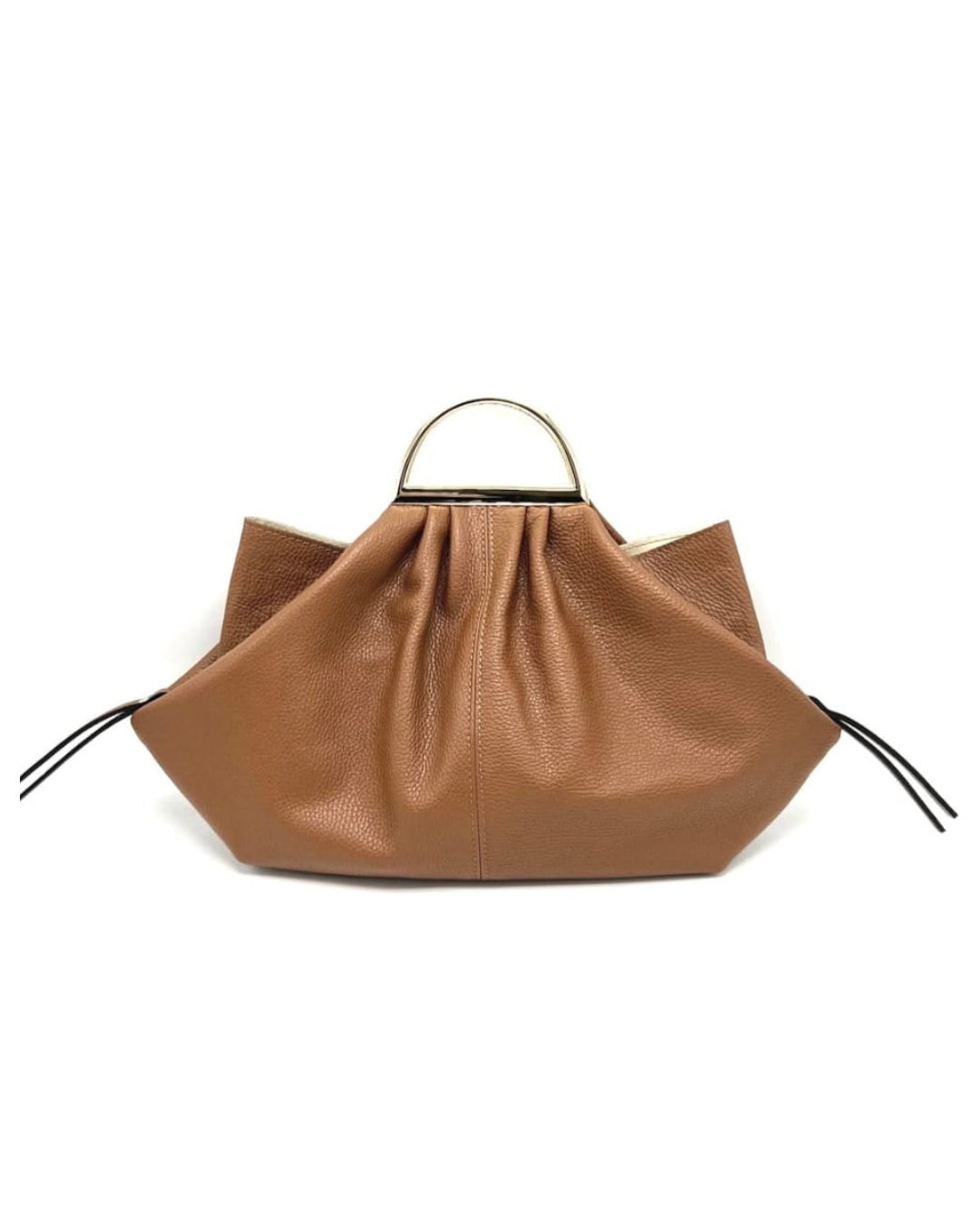 Sac « Fiona » en cuir véritable - Poignée en métal - Fabriqué en Italie