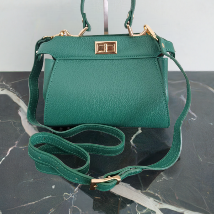 Sac à main et bandoulière "Jessica" - 100% Cuir Véritable - Fabriqué en Italie
