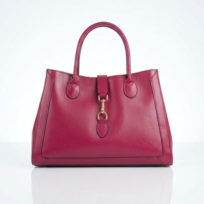 Bolso tote CHLOE en piel auténtica lisa color burdeos — artesanía italiana