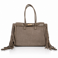 Borsa a Spalla VALE in Camoscio e Pelle Made in Italy - Taupe