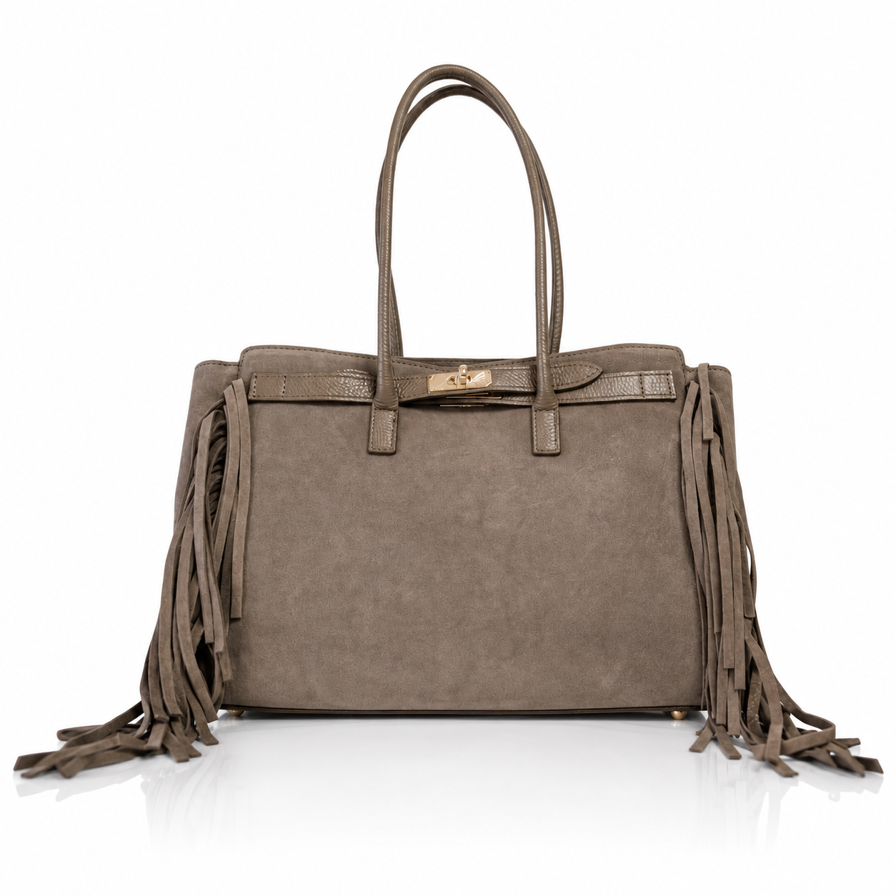 Borsa a Spalla VALE in Camoscio e Pelle Made in Italy - Taupe