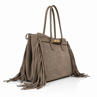 Borsa a Spalla VALE in Camoscio e Pelle Made in Italy - Taupe