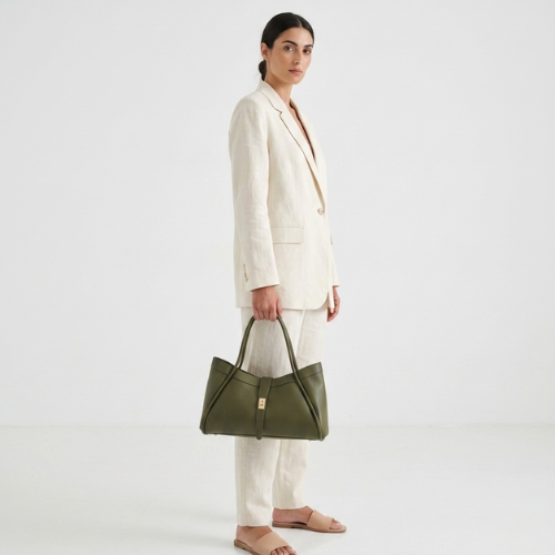 Borsa a mano e spalla "Naomi" Vera Pelle - Made in Italy - verde