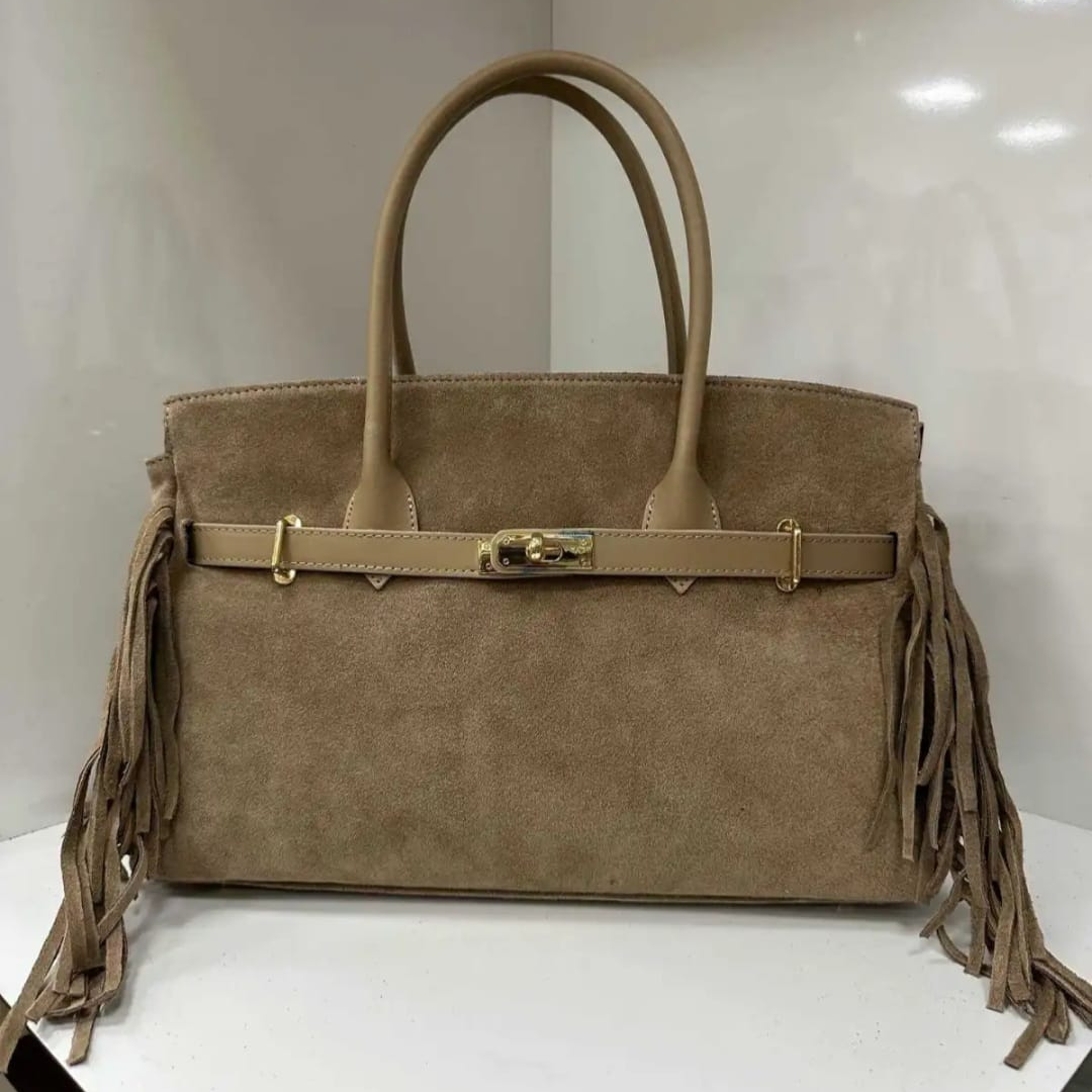 Borsa a mano "Celine" in Camoscia e Vera Pelle - Made in Italy