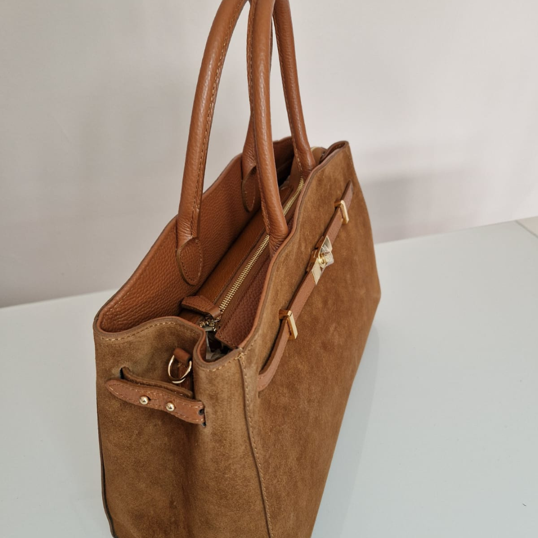 Borsa SONIA Vera Pelle Camoscia - Cuoio - SP Style Boutique