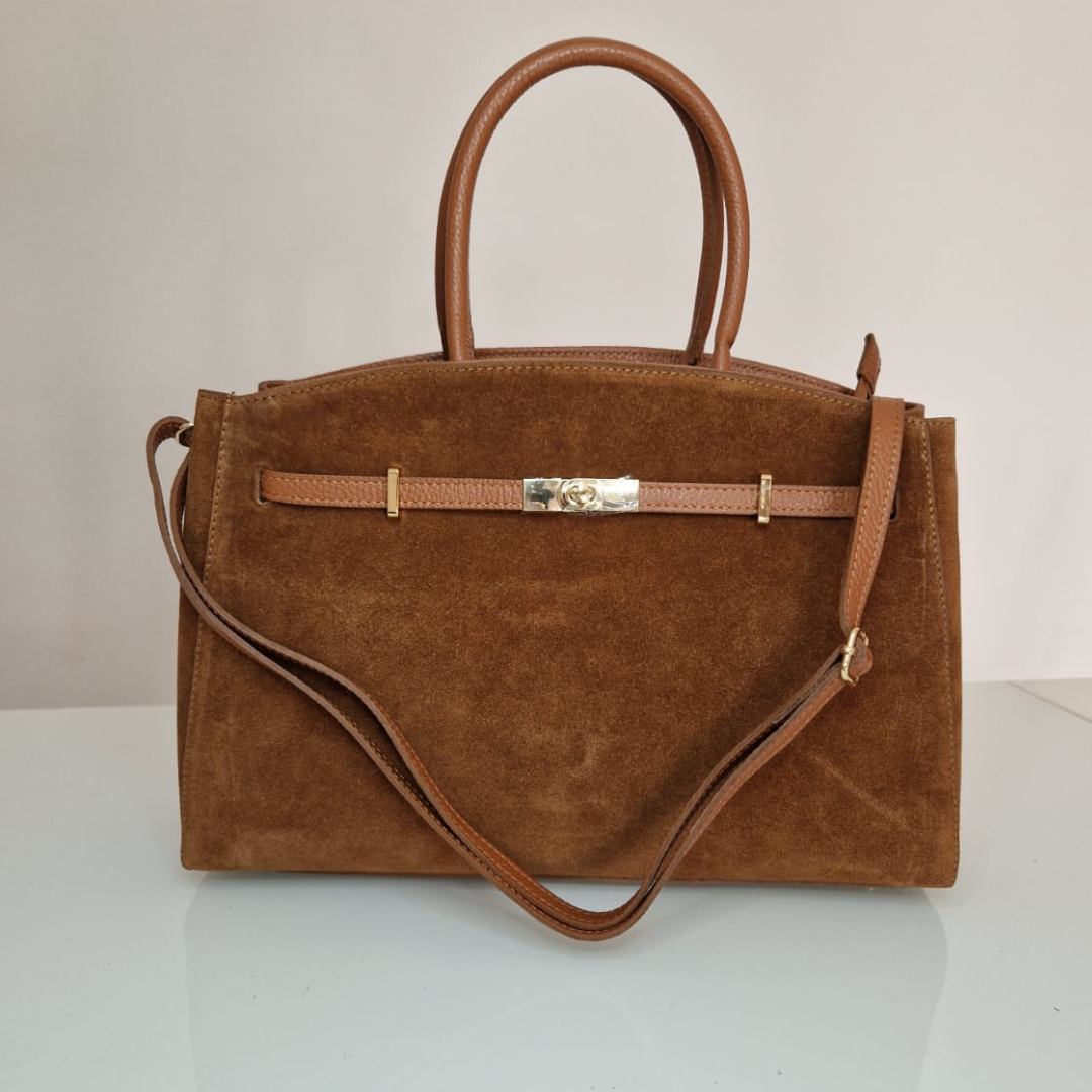 Borsa SONIA Vera Pelle Camoscia - Cuoio - SP Style Boutique