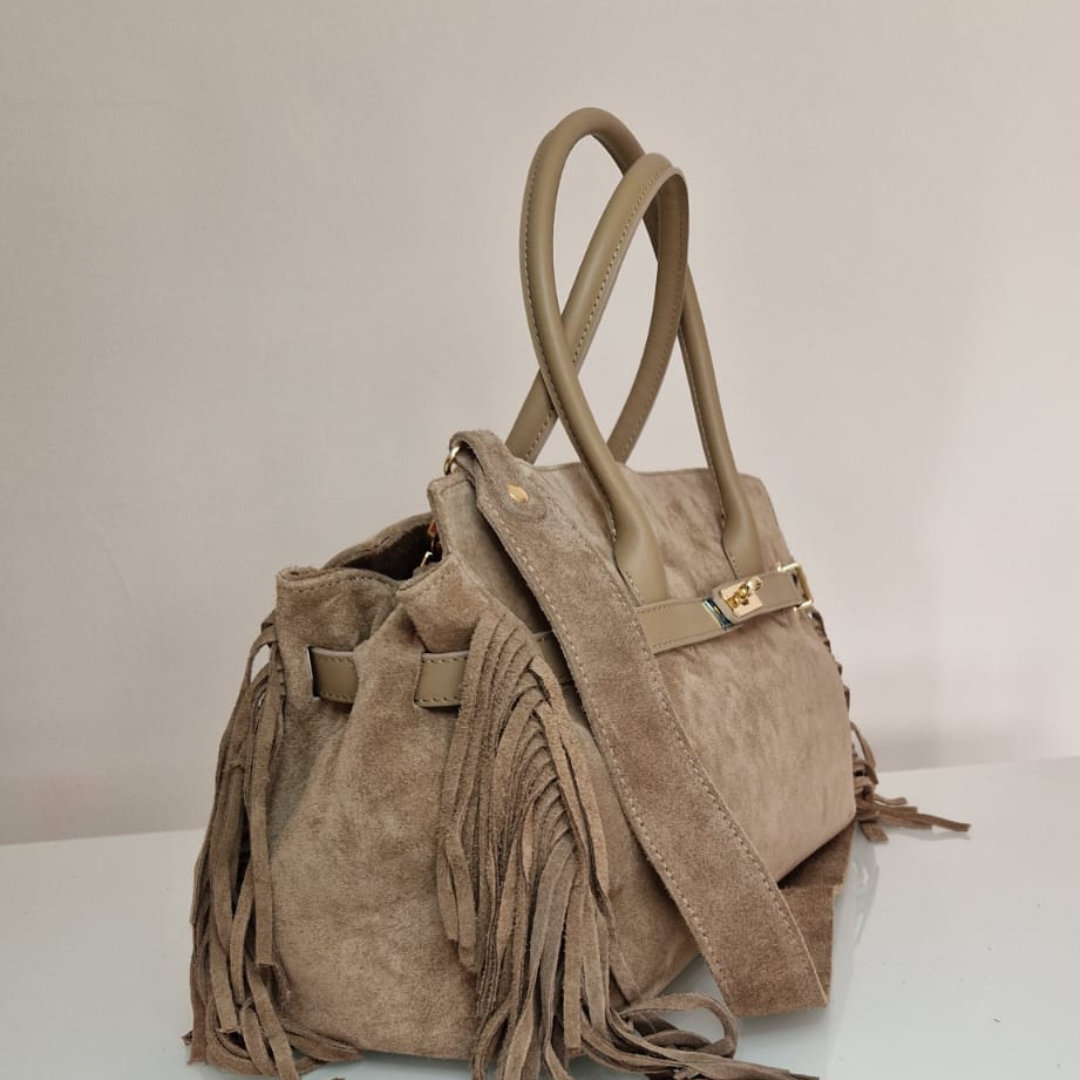 Borsa a mano "Celine" in Camoscia e Vera Pelle - Made in Italy