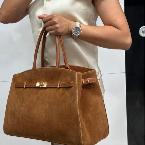 Borsa SONIA Vera Pelle Camoscia - Cuoio - SP Style Boutique