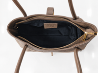 NAOMI — Borsa Media in Pelle e Camoscio Stampato, Made in Italy - Taupe
