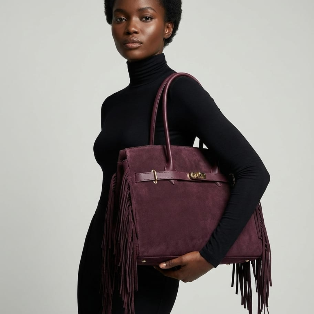 Borsa a mano "Celine" in Camoscia e Vera Pelle - Made in Italy