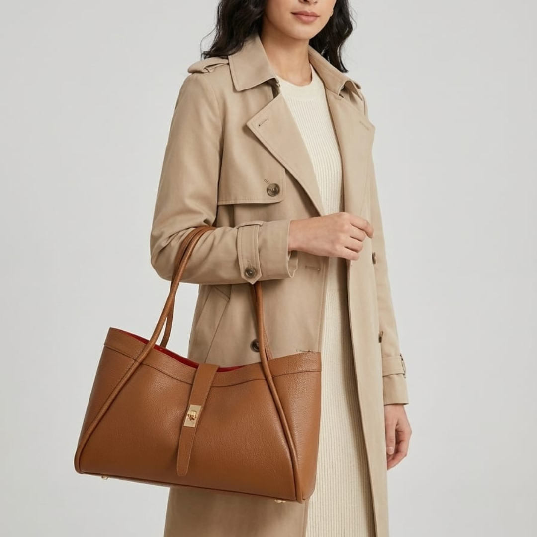 Borsa a mano e spalla "Naomi" Vera Pelle - Made in Italy - Cuoio - SP Style Boutique