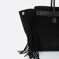 VALE — Borsa in Camoscio e Pelle Togo, Made in Italy - Nera