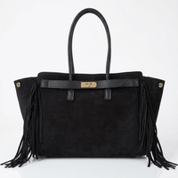 VALE — Borsa in Camoscio e Pelle Togo, Made in Italy - Nera