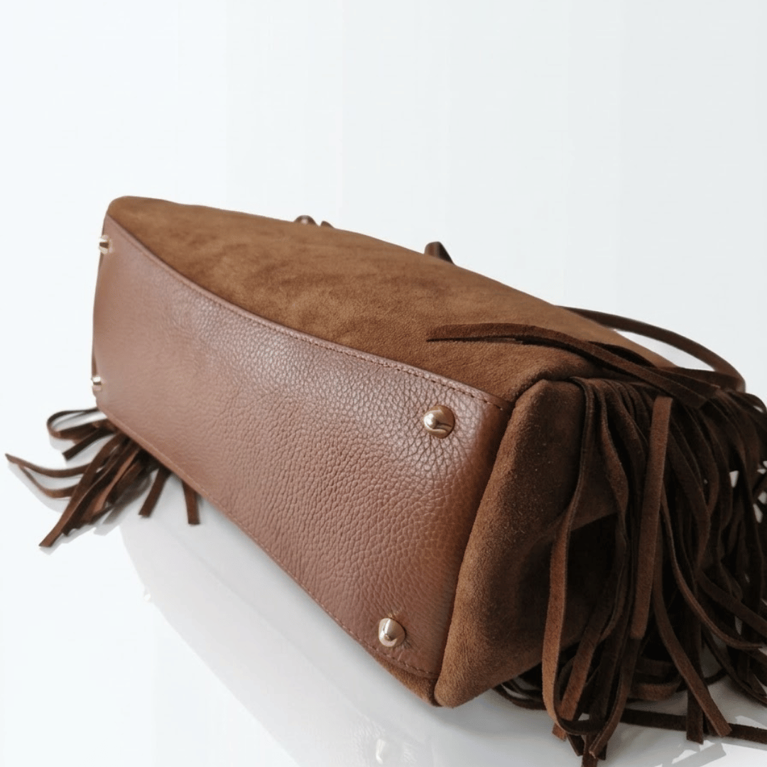 VALE — Borsa in Camoscio e Pelle Togo, Made in Italy - Cuoio