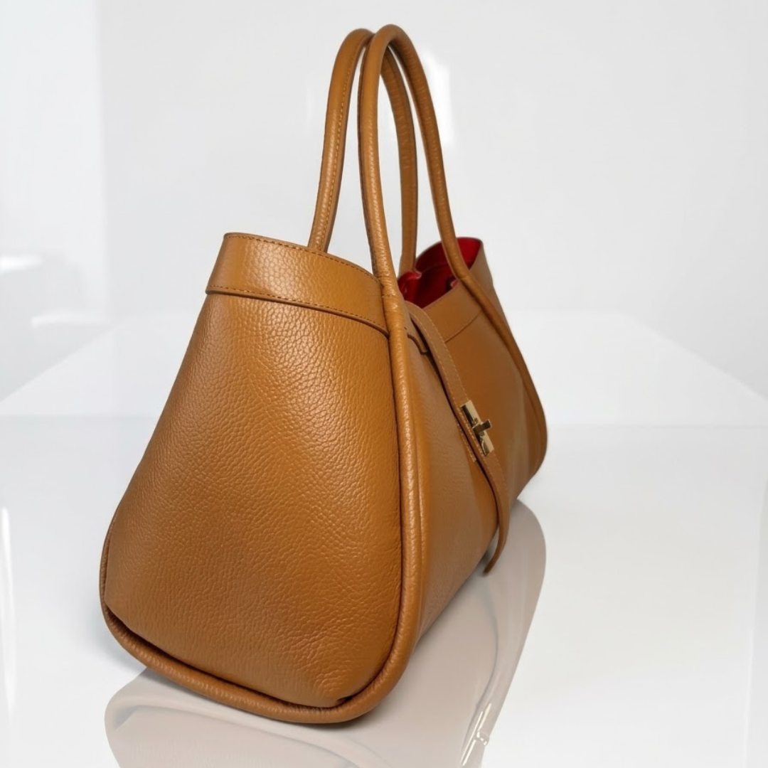 Borsa a mano e spalla "Naomi" Vera Pelle - Made in Italy - Cuoio - SP Style Boutique