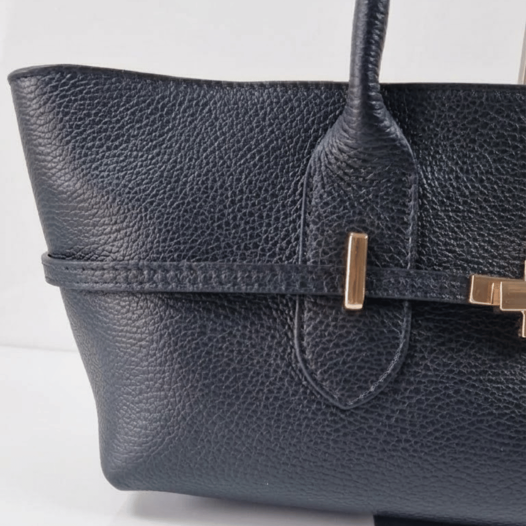 KESSIE — Borsa in Vera Pelle, Made in Italy - Nera