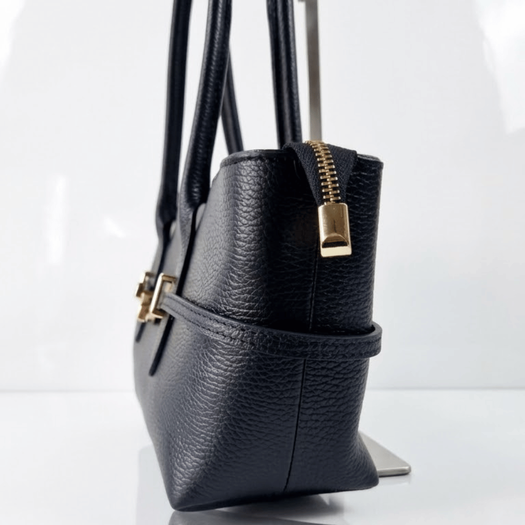 KESSIE — Borsa in Vera Pelle, Made in Italy - Nera