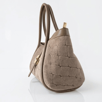 NAOMI — Borsa Media in Pelle e Camoscio Stampato, Made in Italy - Taupe