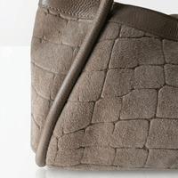 NAOMI — Borsa Media in Pelle e Camoscio Stampato, Made in Italy - Taupe