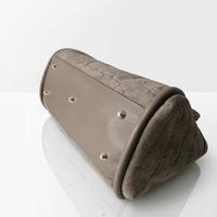 NAOMI — Borsa Media in Pelle e Camoscio Stampato, Made in Italy - Taupe