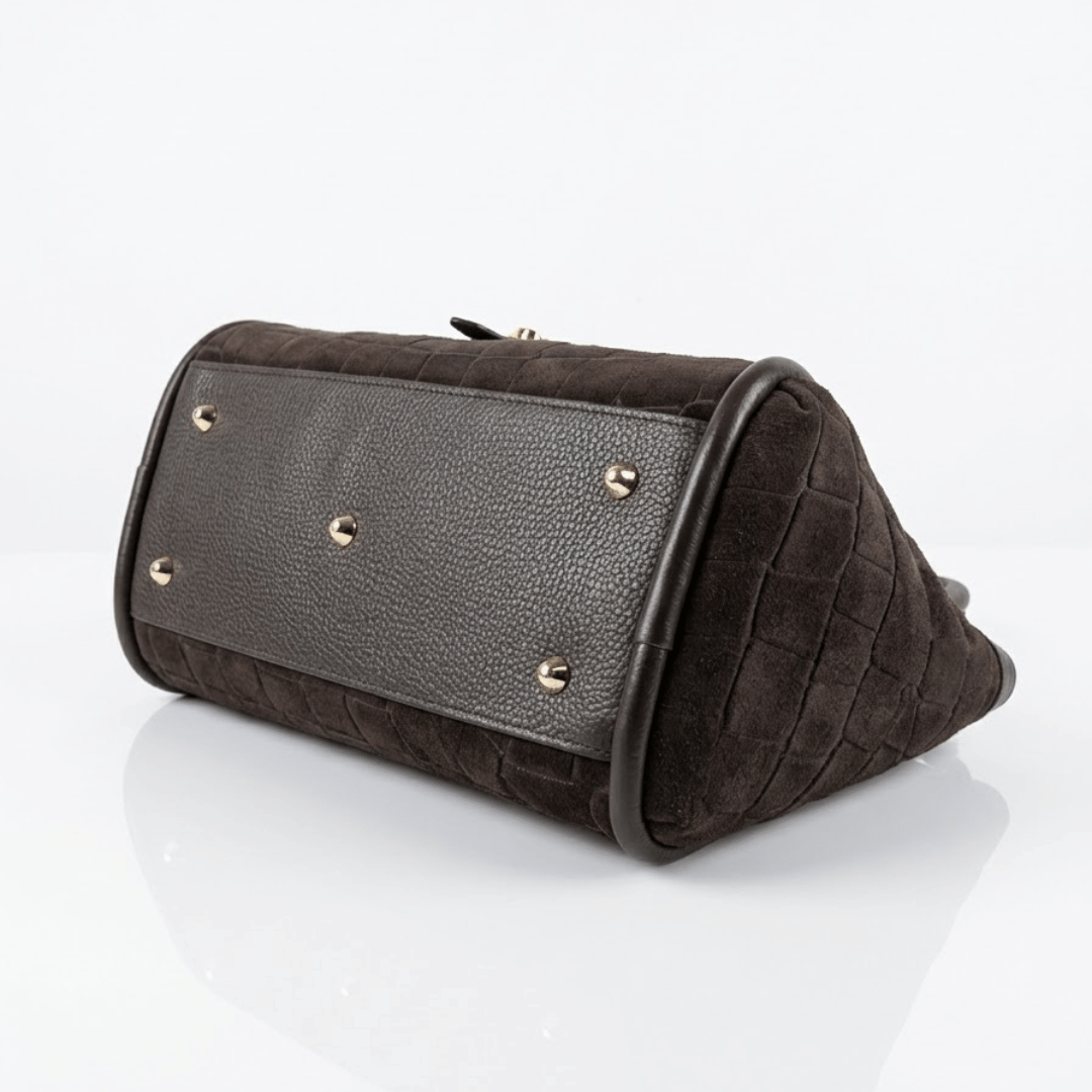 NAOMI — Borsa Media in Pelle e Camoscio Stampato, Made in Italy - Testa di Moro