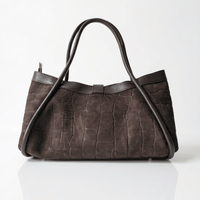 NAOMI — Borsa Media in Pelle e Camoscio Stampato, Made in Italy - Testa di Moro