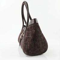 NAOMI — Borsa Media in Pelle e Camoscio Stampato, Made in Italy - Testa di Moro