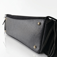 VALE — Borsa in Camoscio e Pelle Togo, Made in Italy - Nera
