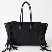 VALE — Borsa in Camoscio e Pelle Togo, Made in Italy - Nera