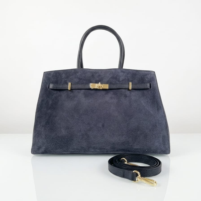 Bolso tote SONIA de auténtica piel de ante - Azul - SP Style Boutique