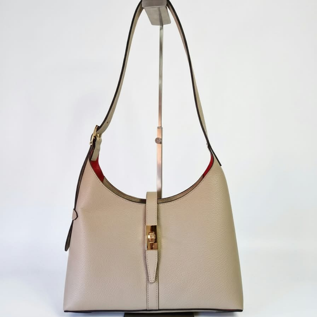 Borsa Evelin in Pelle taupe con Pochette Rossa | SP Style Boutique"