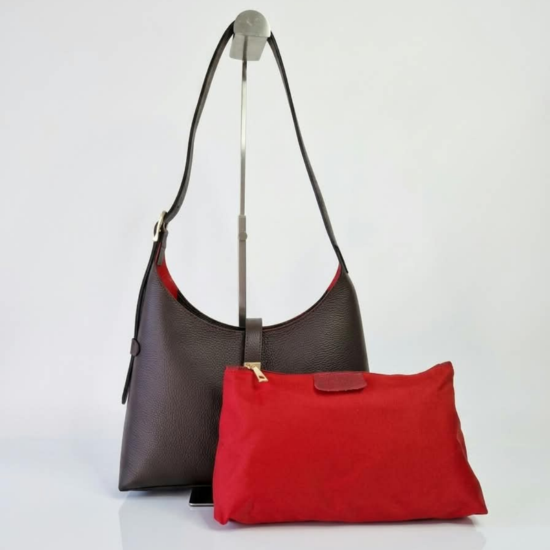Borsa Evelin in Pelle testa di moro con Pochette Rossa | SP Style Boutique"