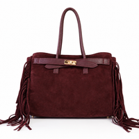 Bolso de mano CELINE de ante y piel auténtica - Borgoña