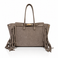Borsa a Spalla VALE in Camoscio e Pelle Made in Italy - Taupe