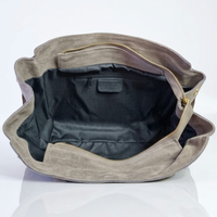 Borsa a Spalla VALE in Camoscio e Pelle Made in Italy - Taupe