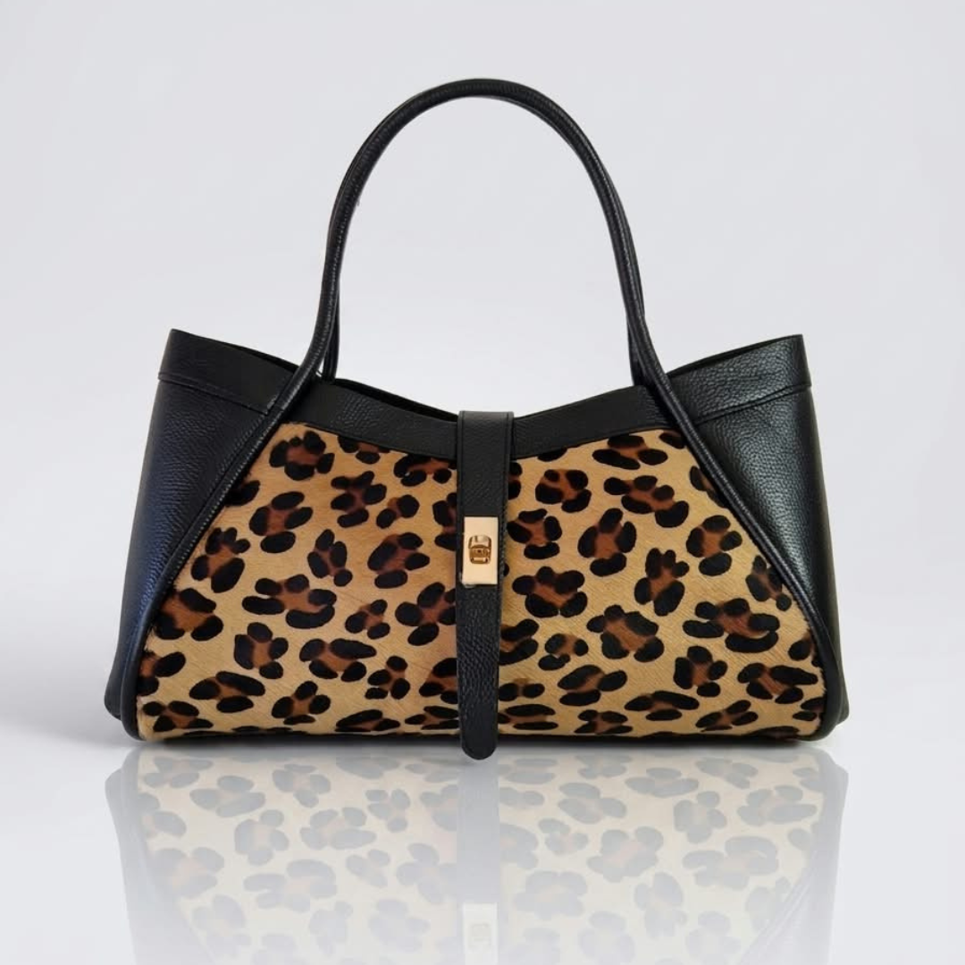 Borsa a Spalla NAOMI Vera Pelle Made in Italy - Leopardata