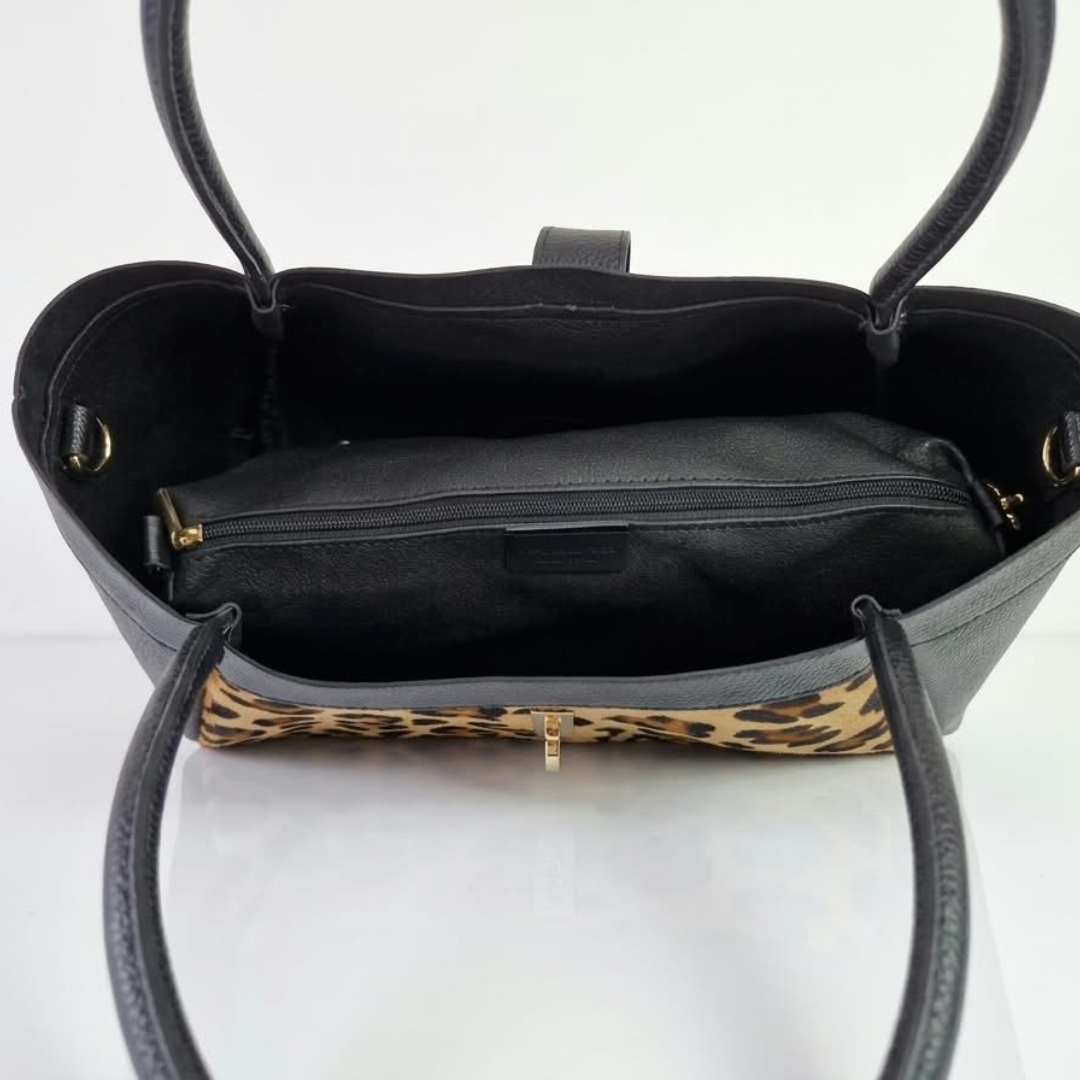 Borsa a Spalla NAOMI Vera Pelle Made in Italy - Leopardata