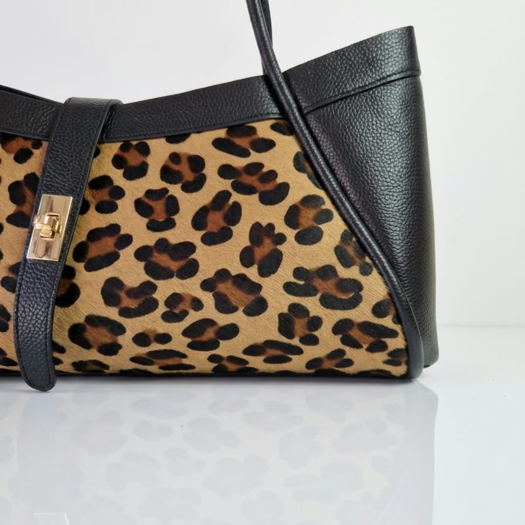 Borsa a Spalla NAOMI Vera Pelle Made in Italy - Leopardata