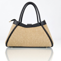 Borsa a Mano "Mini Naomi" in Rafia e Pelle Made in Italy - Nera - SP Style Boutique