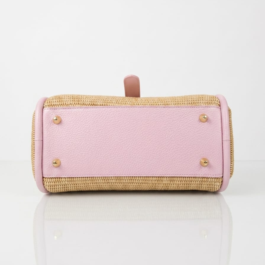 Borsa a Mano "Mini Naomi" in Rafia e Pelle Made in Italy - Rosa
