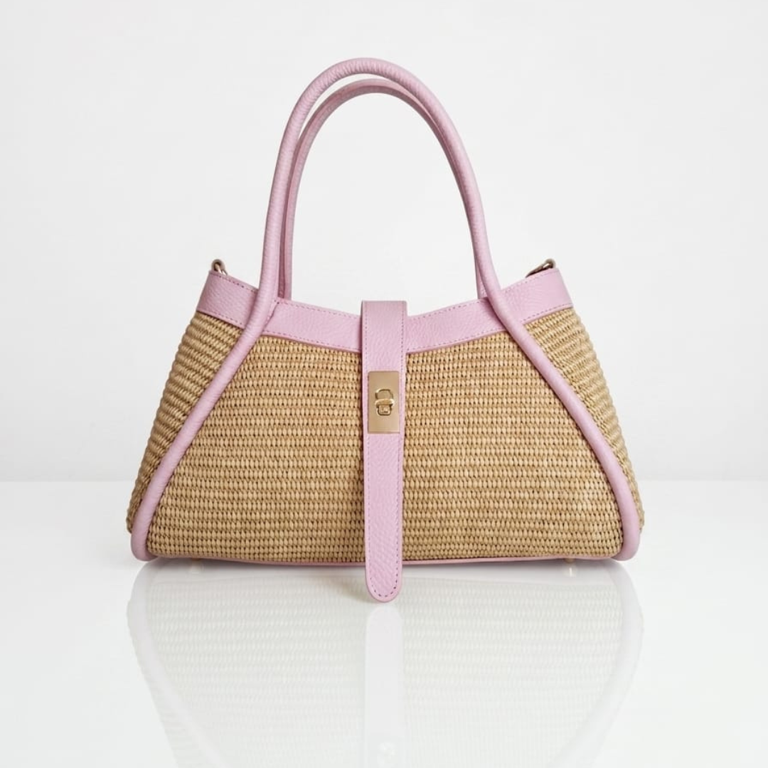 Borsa a Mano MINI NAOMI con Rafia - Rosa - SP Style Boutique